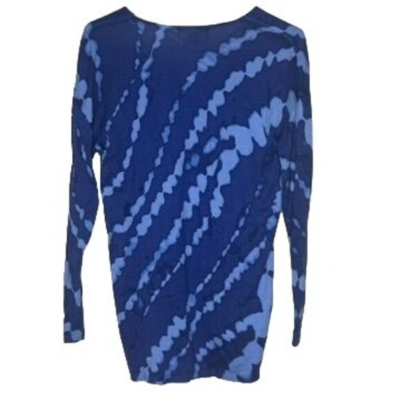 Tie Dye Blue Soft V Neck Lightweight Sweater Womens XS Boho 70s Comfy Office - Picture 6 of 14